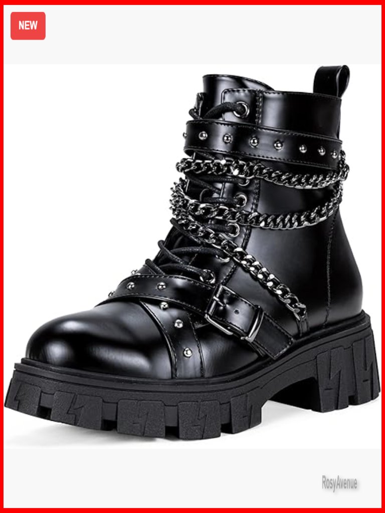 Women's Platform Ankle Boots Chunky Heel Combat Boots Lug Sole